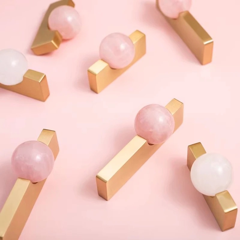 Furniture Hardware Drop Pulls - Bola Kristal Putih + Gagang Furnitur